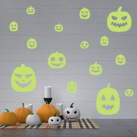 Halloween Kürbis Leuchtende Wandaufkleber Fluoreszierende Jack-O-Lantern PVC Dekore Für Kinderzimmer Party Home Deko