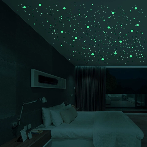 3D Luminous Wall Stickers Fluorescent Glow In The Dark Stars And Dots Decals For Kids Bedroom Living Room Ceiling Home Decor