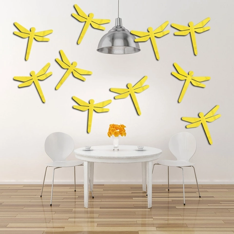 3D Acrylic Mirror Dragonfly Wall Sticker Self-Adhesive Reflective Removable Dragonfly Decal For Living Room Home Decoration