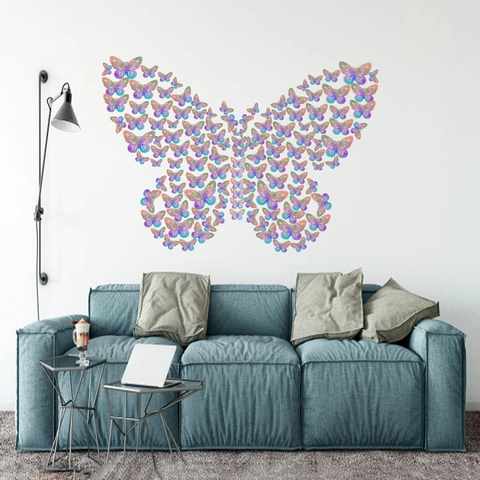 3D Hohl Schmetterling Wandtattoo Perlglanzpapier Metallisch DIY Spiegel Wandaufkleber Für Heim Hochzeit Party Zimmer Dekoration