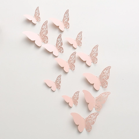 Moderne 3D Hohl Perlmuttpapier Schmetterling Wandsticker Für Heimdeko Schlafzimmer Wohnzimmer Hochzeit Party Wandkunst Dekoration