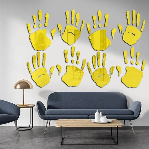 Halloween Blood Handprint Mirror Wall Stickers Acrylic Horror Finger Palm Decals For Home Living Room Party Decor