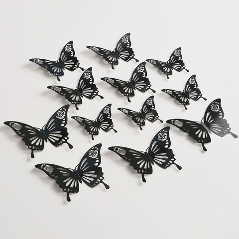 3D Pegatinas de Pared de Mariposa Hueca PET Impermeable DIY Calcomanías Decorativas Para Sala de Estar Boda Fiesta Decoración