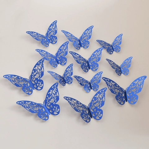 3D Pegatinas de Pared de Mariposa Hueca PET Impermeable DIY Calcomanías Decorativas Para Sala de Estar Boda Fiesta Decoración