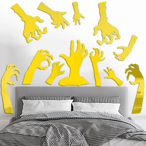 Halloween Zombie Hand Spiegel Wandaufkleber Acryl Horror Geist Hand Aufkleber Für Wohnzimmer Hintergrund Party Home Dekoration