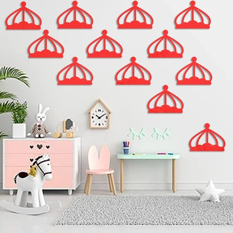 Stickers Muraux Miroir en Acrylique Forme de Couronne Auto-adhésif Décalcomanies Amovibles pour Décoration Chambre d'Enfant
