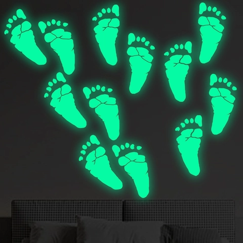 Adesivi Murali Orme di Halloween Luminose PVC Glow In The Dark Decalcomanie Pavimento Per Camera Bambini Letto Halloween Party Decor