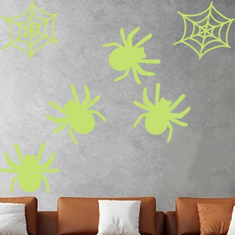 Autocollants Muraux Lumineux Araignée Halloween Phosphorescents PVC Pour Chambre Salon Décoration De Fête