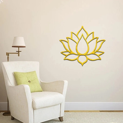 Pegatina de Pared de Espejo de Acrílico de Flor de Loto Calcomanía Floral 3D para Sala de Estar Dormitorio Decoración de Pared