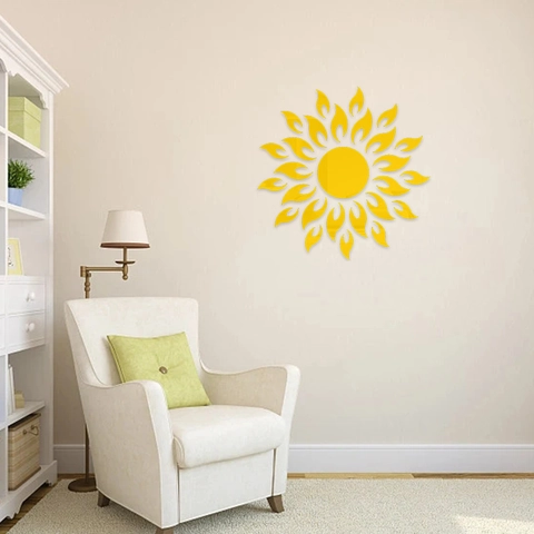 Adesivo da Parete a Specchio a Forma di Girasole Fai da Te Acrilico Radiale Geometrico Oro Argento Rosso Blu Nero Autoadesivo