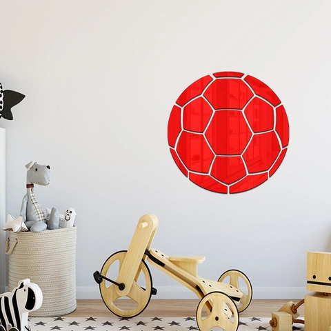 Sticker Mural Miroir Football Créatif Acrylique 3D Football Stickers Muraux pour Chambre d'Enfant Salon Décoration Maison