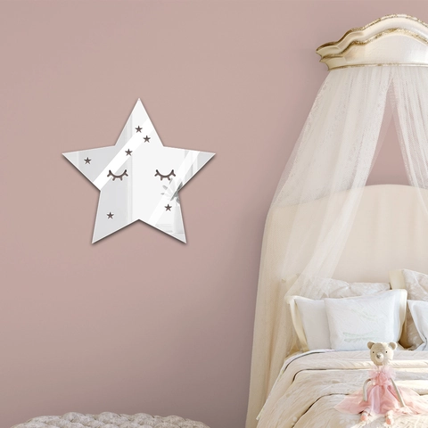 Pegatina de Espejo Estrella de Acrílico Patrón Pestañas Calcomanía 3D Impermeable para Dormitorio Infantil Baño Hogar