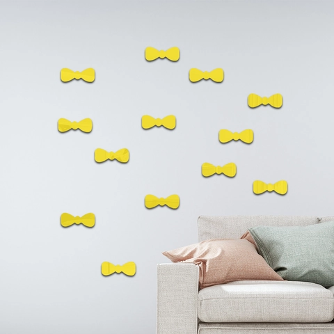 Pegatinas de Pared Modernas de Acrílico Espejo Forma de Pajarita Calcomanías de Espejo 3D Impermeables Para Sala de Estar Baño Infantil