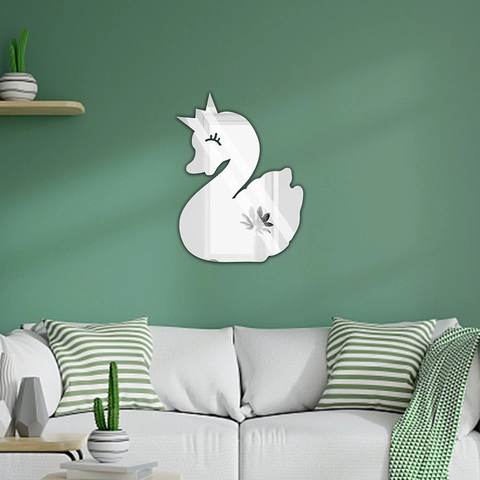 Adhesivo de Pared de Espejo de Cisne para Sala de Estar Dormitorio Baño DIY Cisne con Corona Adhesivos de Espejo Acrílico Impermeables