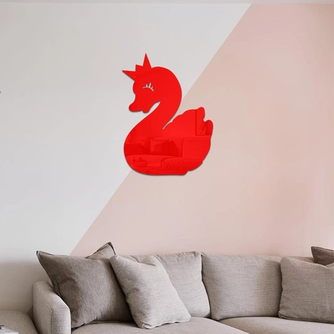Adhesivo de Pared de Espejo de Cisne para Sala de Estar Dormitorio Baño DIY Cisne con Corona Adhesivos de Espejo Acrílico Impermeables