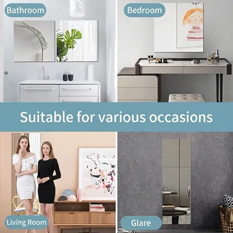 Autocollants Muraux Miroir en Acrylique Incassables Feuilles de Miroir Auto-adhésives pour Décoration Murale de Salon Chambre