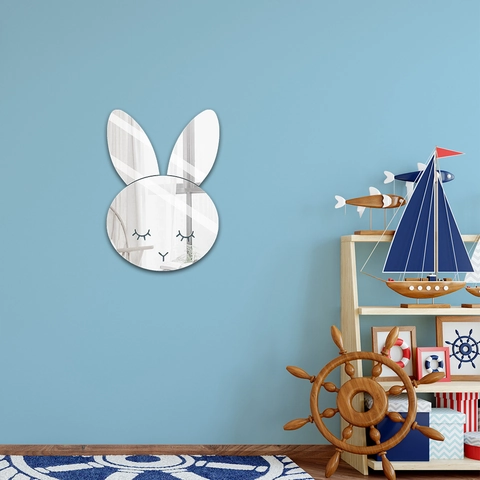 Pegatina de Pared Espejo de Conejo de Dibujos Animados Espejo Decorativo de Acrílico Para Habitación de Niños Dormitorio
