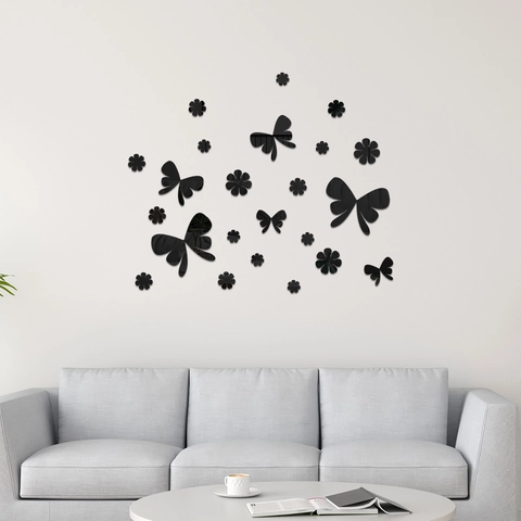 DIY Specchio Farfalla Fiore Acrilico Adesivo Parete 3D Superficie Specchio Removibile Arte Murale per Soggiorno Camera da Letto Sfondo TV Decorazione Casa