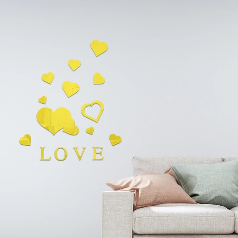 3D Acryl Spiegel Wandaufkleber Liebe Herz Alphabet Set Selbstklebend Abnehmbar Mode Modern Home Room Dekoration