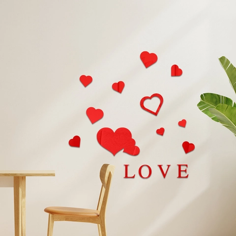 3D Acryl Spiegel Wandaufkleber Liebe Herz Alphabet Set Selbstklebend Abnehmbar Mode Modern Home Room Dekoration
