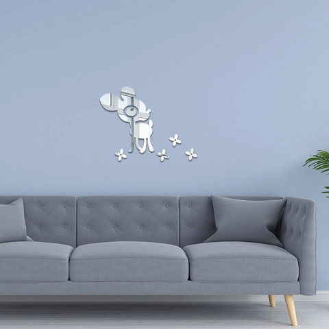 Cartoon Deer Flower Acrylic Mirror Wall Sticker Self Adhesive 3D DIY Home Decor For Kids Room Living Room Bedroom Wall Decal