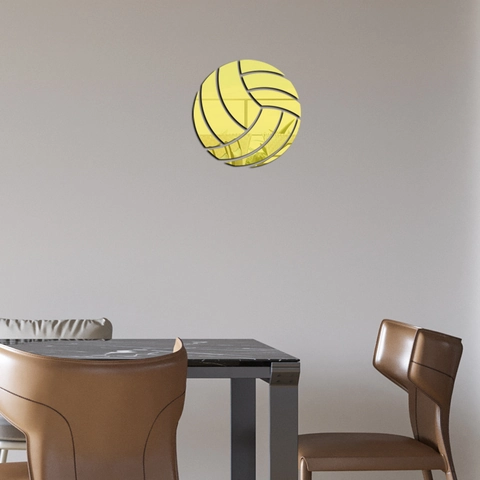 Adesivi Murali a Specchio in Acrilico a Forma di Pallavolo Decalcomanie Sportivi 3D Removibili per Soggiorno Cameretta Moderno