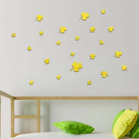 Pegatina de Pared de Espejo de Acrílico 3D Trébol DIY Autoadhesiva para Sala de Estar Dormitorio Decoración de Pared de Fondo del Hogar Moderno