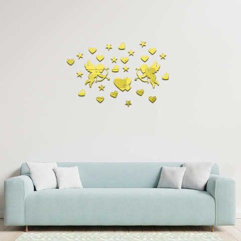Cupido Cuore Stella Adesivo da Parete a Specchio Acrilico Autoadesivo DIY Specchio Decorativo Per Soggiorno Camera da Letto