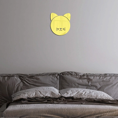 Adhesivo de Pared de Espejo de Acrílico de Cara de Gato Moderno Minimalista DIY Decoración de Pared de Fondo Autoadhesivo