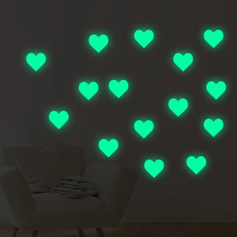 Hartvorm Lichtgevende Muurstickers Glow In The Dark PVC Decals Fluorescerende Zelfklevende Slaapkamer Decoratie Voor Thuis