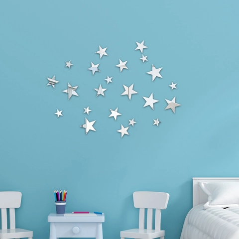 Pegatina de Pared de Espejo de Estrella de Acrílico DIY Calcomanías de Estrella 3D Extraíbles Para Habitación de Niños Sala de Estar