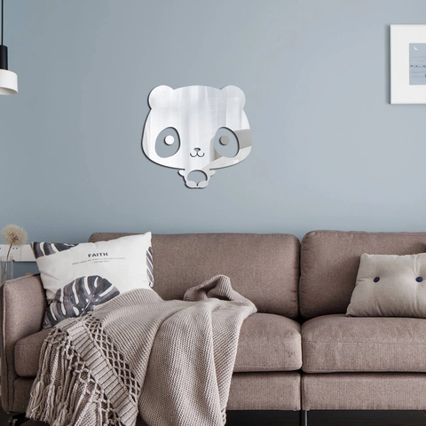 Pegatina de Pared Espejo Acrílico Panda Dibujos Animados DIY Espejo Decorativo Autoadhesivo para Habitación Infantil Casa
