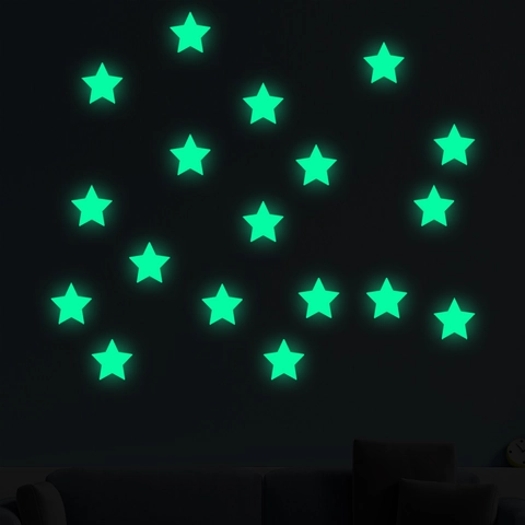 Adesivi Murali Pentagramma Stella Luminosi PVC Fluorescenti Fai Da Te Per Camera Dei Bambini Camera Da Letto Decorazione