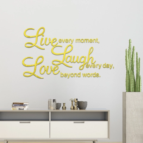 3D Mirror Acrylic Wall Stickers Live Laugh Love Quotes Inspirational Removable DIY Wall Decor For Living Room Bedroom Office