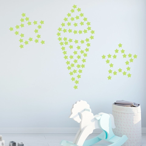 Stelle Fluorescenti Adesivi Murali Luminosi in PVC Decalcomanie a Forma di Stella per Cameretta Letto Soffitto Soggiorno Decor