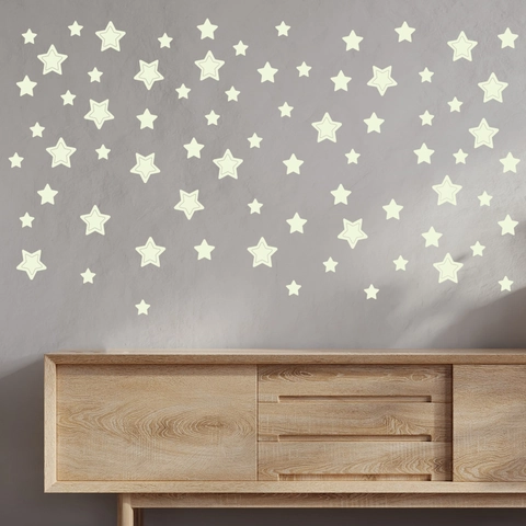 Adesivi Murali Stelle Luna Luminosi Che Brillano Al Buio Fluorescenti Decalcomanie PET per Camera Bambini Soggiorno Casa