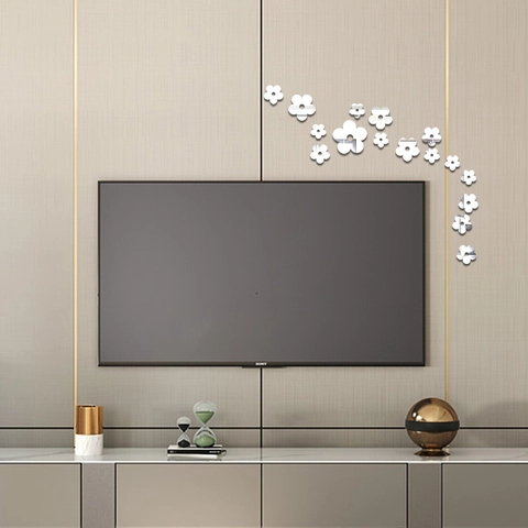 Adesivo da Parete a Specchio in Acrilico a Forma di Fiore Floreale DIY Modern Home Decor per Soggiorno Camera da Letto Autoadesivo