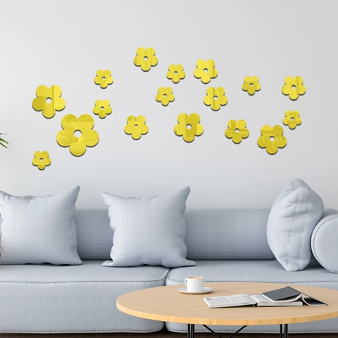 Adesivo da Parete a Specchio in Acrilico a Forma di Fiore Floreale DIY Modern Home Decor per Soggiorno Camera da Letto Autoadesivo