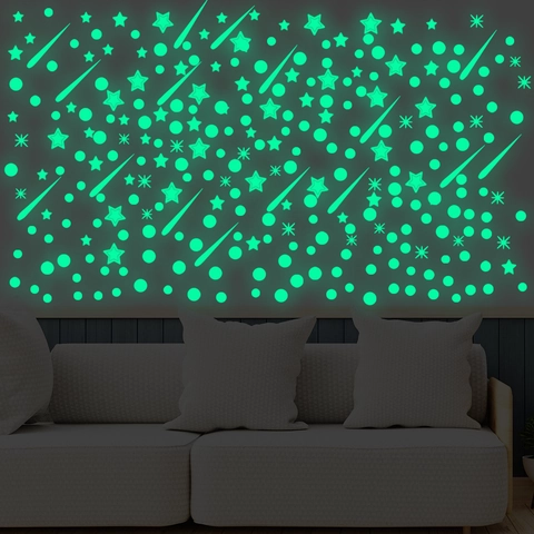 Lichtgevende Sterren En Maan Muurstickers Glow In The Dark Fluorescerende PVC Decoratieve Stickers Voor Kinderkamer Slaapkamer
