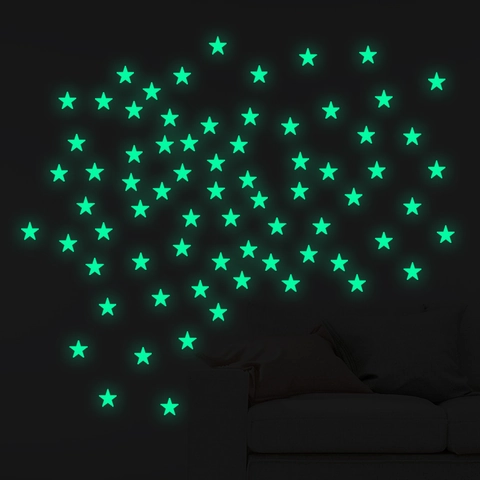 Adesivi Murali a Forma di Stella Luminosa si Illuminano al Buio per Soffitto Cameretta Casa PET PVC Stelle Fluorescenti