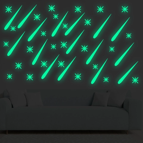 Adesivi Murali Fluorescenti in PET Meteora E Stelle Decalcomanie Luminose Per Camera Da Letto Soggiorno Casa Decorazione