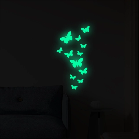 Adesivi Murali Farfalla Luminosi Fai Da Te Brilla Al Buio Verde PVC PET Decalcomanie Per Camera Dei Bambini Soggiorno Casa