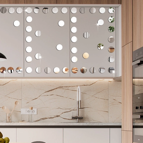 Stickers Muraux Miroir Cercle Rond Géométrique Imperméable Acrylique Auto Adhésif Pour Salon Décoration Maison DIY Mural