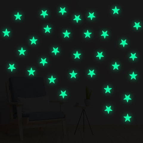 Luminous Star Wall Stickers Glow In The Dark Fluorescent Green Star Decals For Kids Bedroom Nursery Ceiling DIY Wall Art Decor