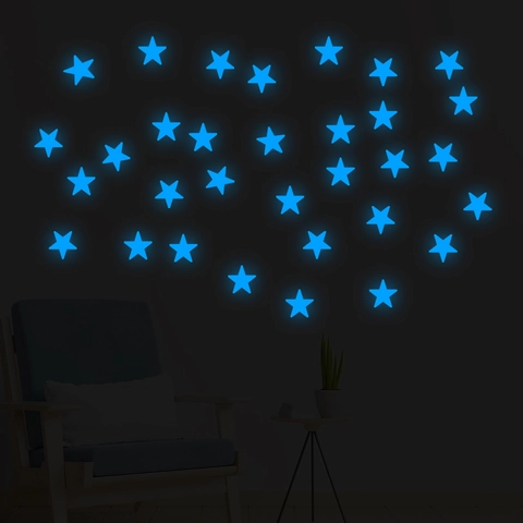 Adesivi Murali Stelle Luminose Fluorescenti Blu per Soffitto Camere dei Bambini Decorazioni Parete Casa Camera Letto