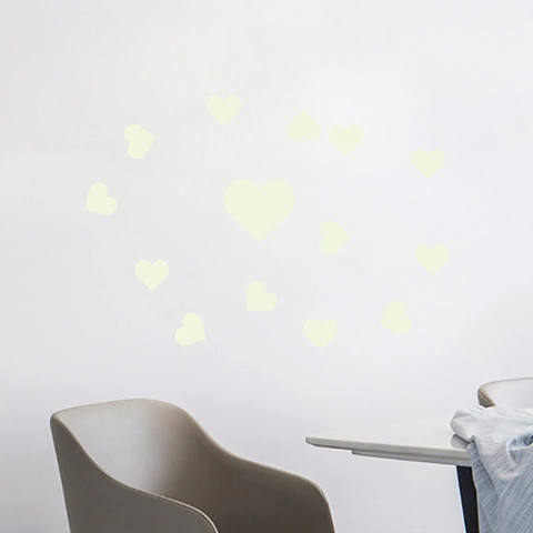 Luminous Heart Wall Stickers Glow In The Dark PVC Fluorescent Blue Wall Decals For Bedroom Kids Room Home Decor