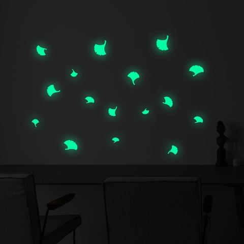 Lichtgevende Ginkgoblad Muurstickers Glow In The Dark Fluorescerend PVC DIY Verwijderbare Muurstickers Voor Slaapkamer Woonkamer