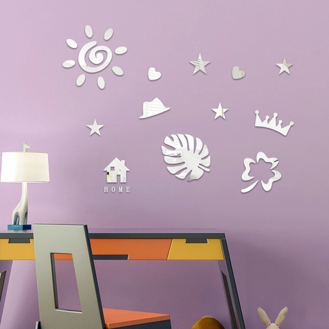 Adesivo da Parete Specchio Acrilico 3D Moderno DIY Riflettente Home Decor Decalcomania Per Soggiorno Camera da Letto Parete TV