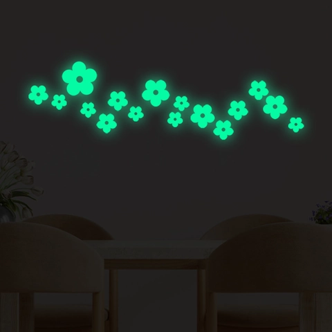 Adesivi Murali Fiori Luminosi Fluorescenti Al Buio in PVC Verde Fluorecente Decalcomanie Floreali Per Camera Da Letto Casa