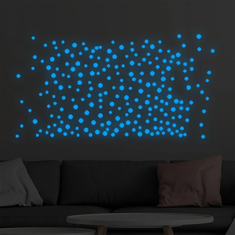 Adesivi Murali Blu Luminosi Motivo a Pois Si Illumina al Buio Punti Circolari Autoadesivi in PVC per Camera da Letto Soggiorno Decorazione Casa